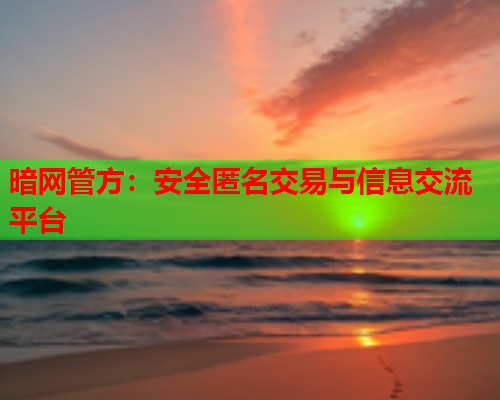 暗网管方：安全匿名交易与信息交流平台